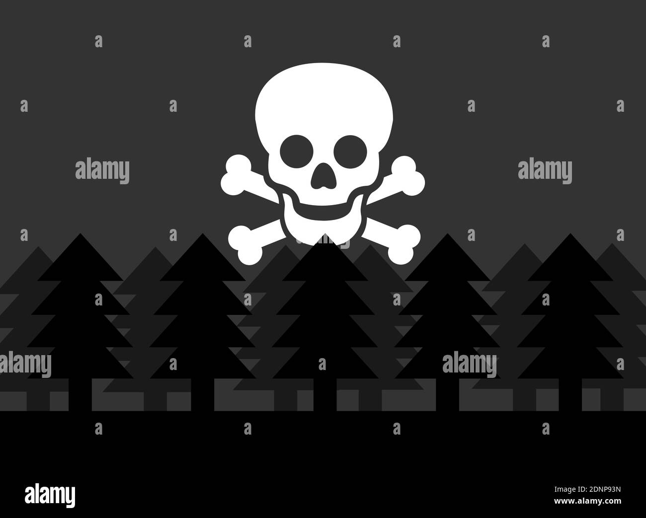 Plants and symbol od death and dying Forest and wood with conifers