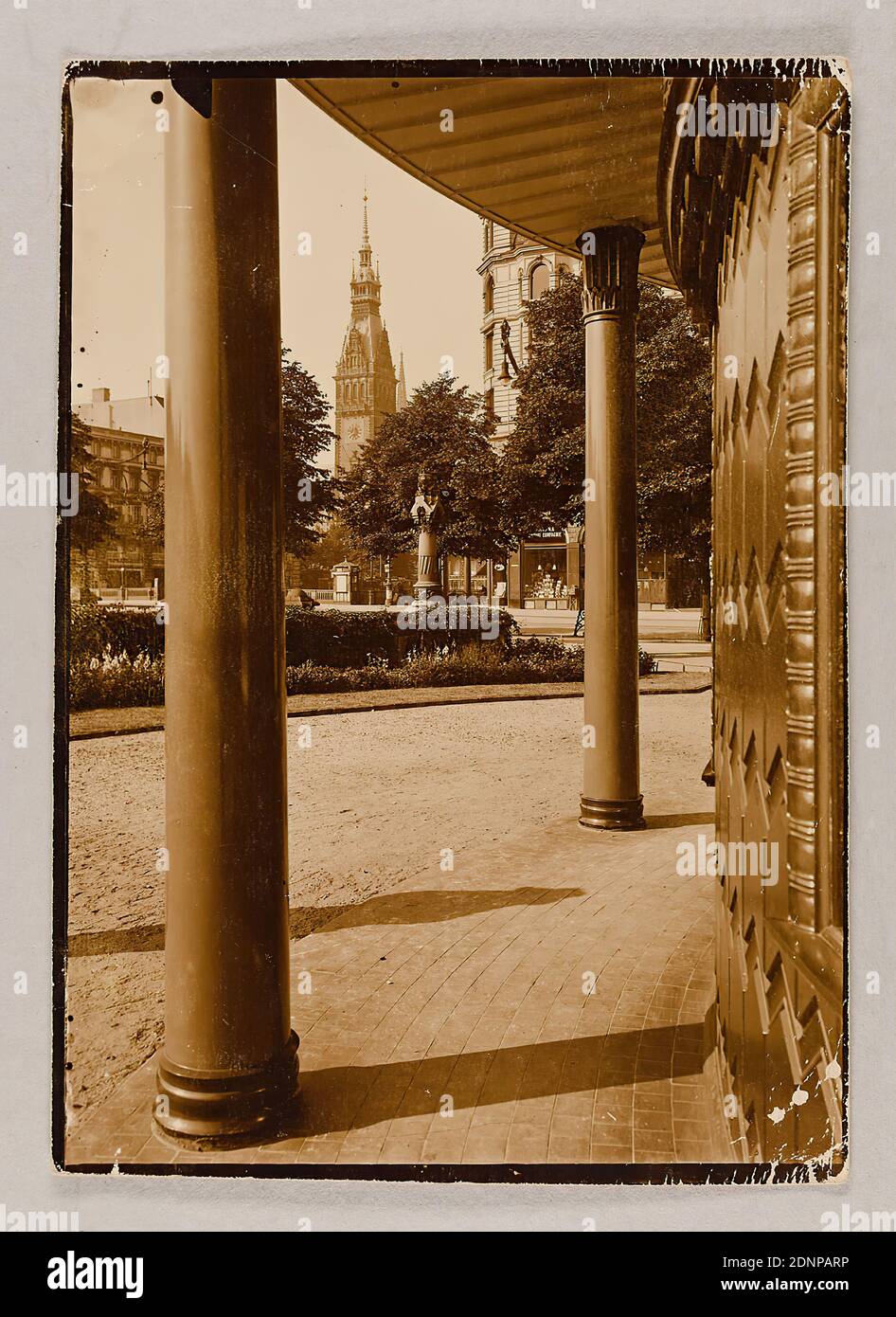 Heinrich Hamann Atelier J Hamann Johann Hinrich W Hamann View From The Travel Pavilion At Jungfernstieg To The City Hall Hamburg Silver Gelatin Paper Black And White Positive Process Total Height 13 40