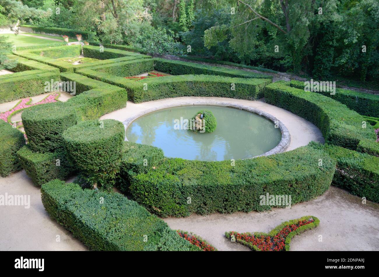 Formal French Garden with Clipped Hedges designed by Le Nôtre at  Barben Château Provence France Stock Photo