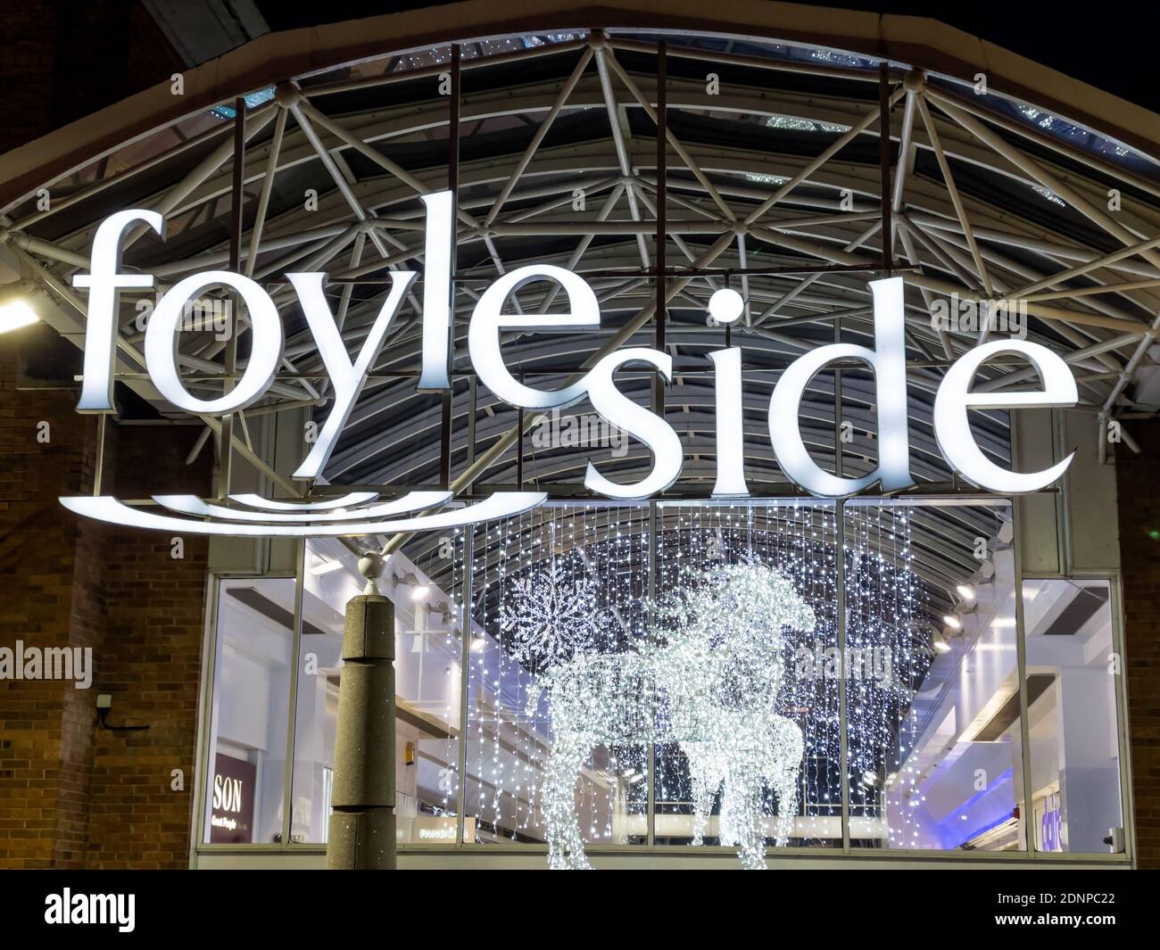 Derry, Northern Ireland Dec 17, 2020 Sign for Foyleside shopping