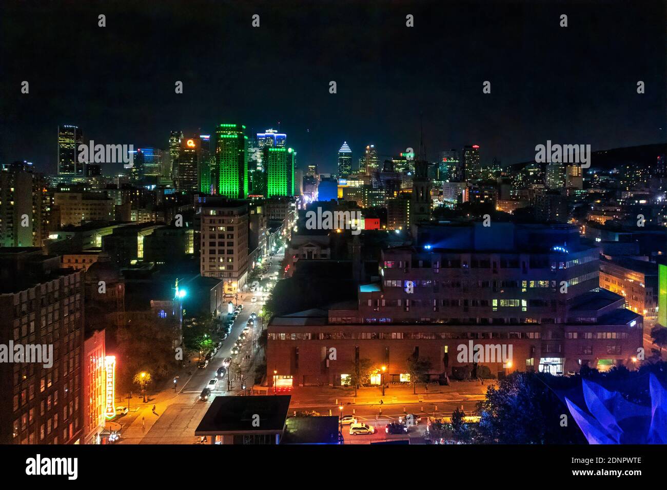 Night view of the city skyline, Montreal, Canada Stock Photo