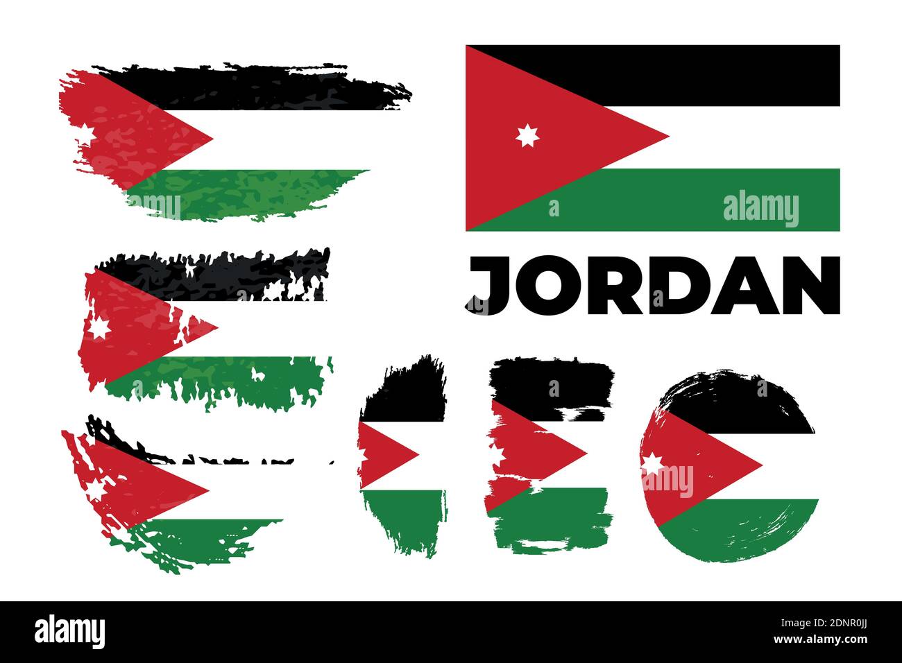 National Jordan flag official colors and proportion correctly Stock