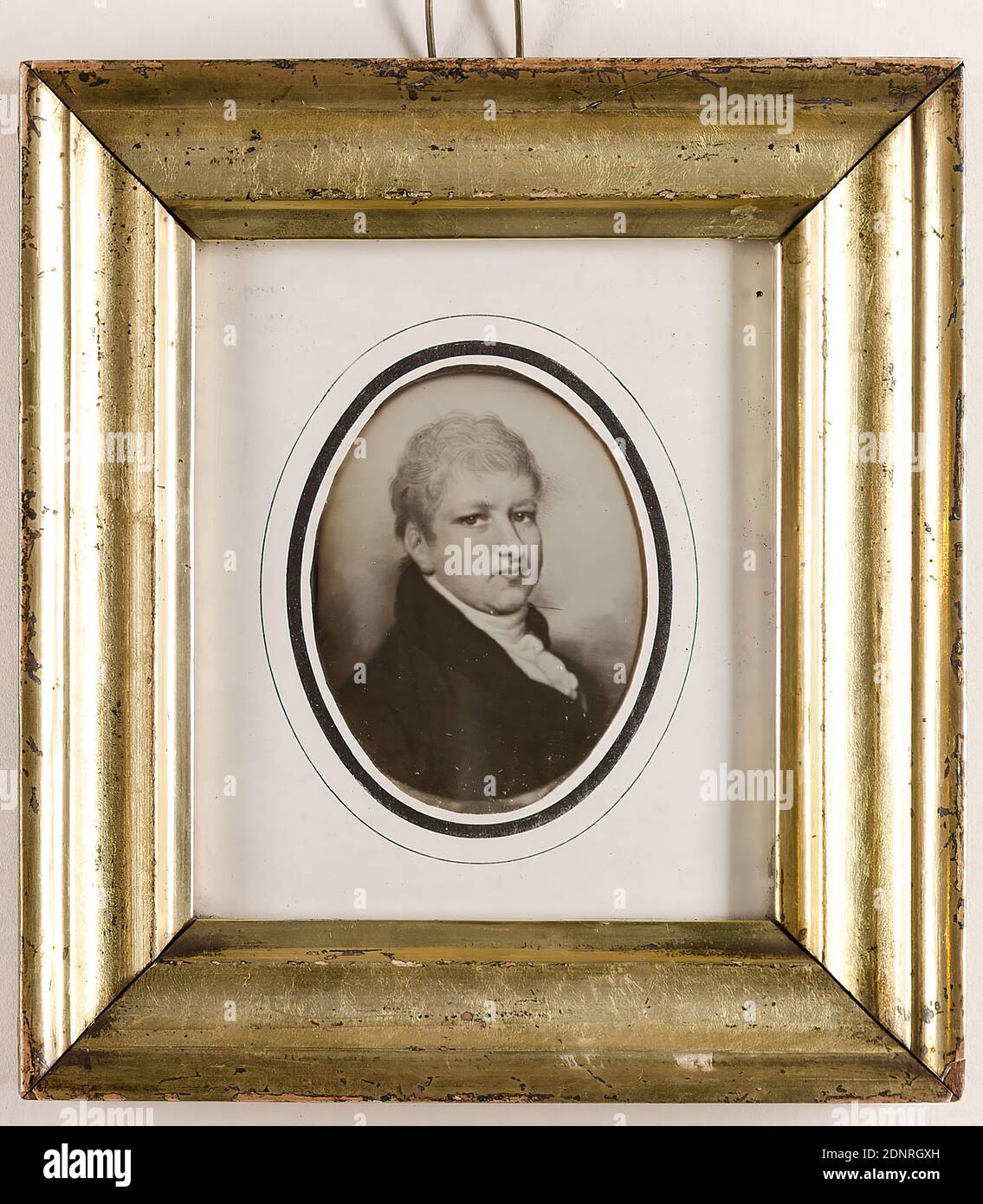 Ludwig Schultz, William de Drusina (1772-1820), daguerreotype, picture size: height: 6,20 cm; width: 4,60 cm, label: verso: title, manufacturer, man, bust, three-quarter view, painting Stock Photo