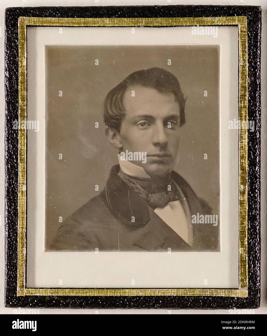 Southworth & Hawes, Young Man, Daguerreotype, Image Size: Height: 5,80 cm; Width: 4,90 cm, in ink: photographer, title, stamp of the Hamburg State Photographic Agency, portrait photography, man, bust, three-quarter view Stock Photo