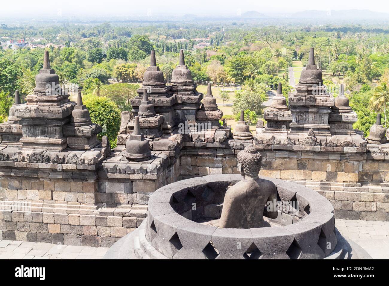 The ancient Buddhist temple in Borobudur, Indonesia Stock Photo