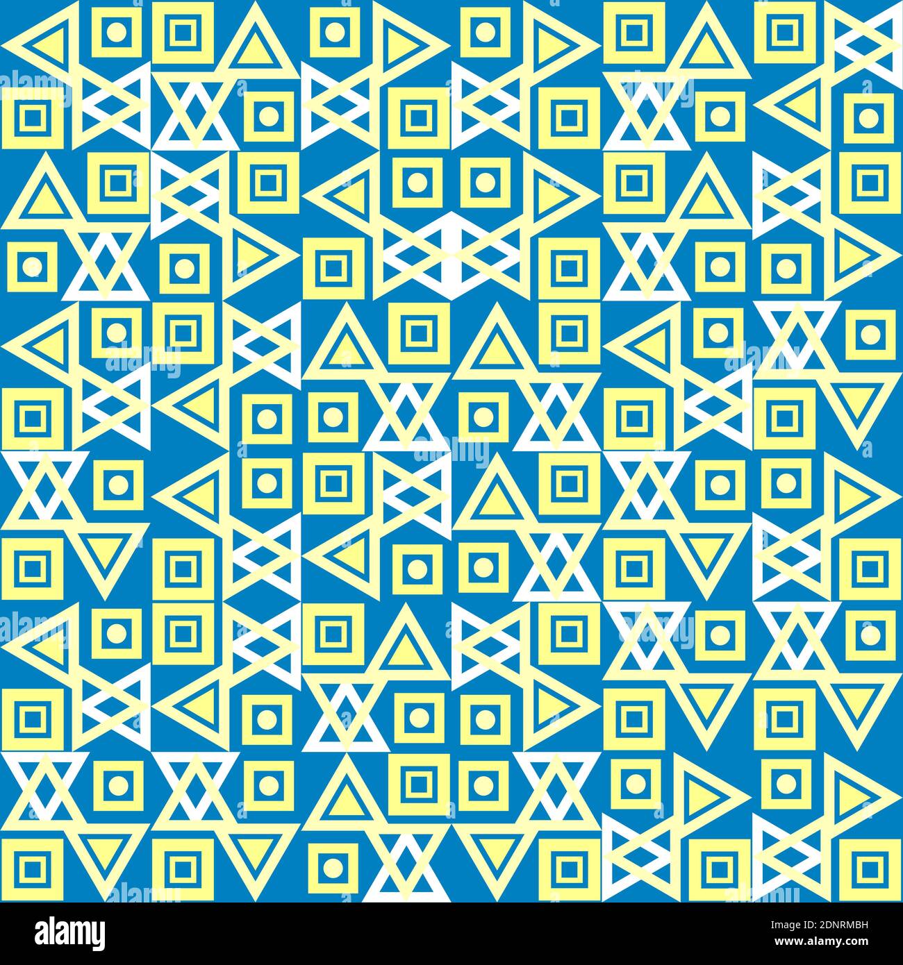 Tiled geometric pattern in assorted shapes and light colors on a blue ...