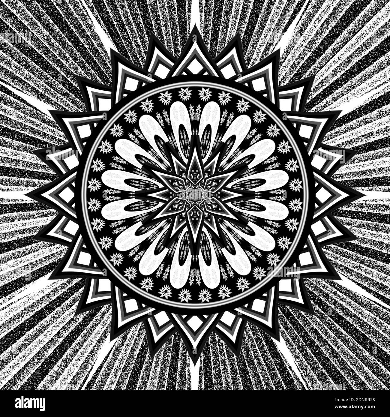 Digital art mandala in black and white Stock Photo Alamy