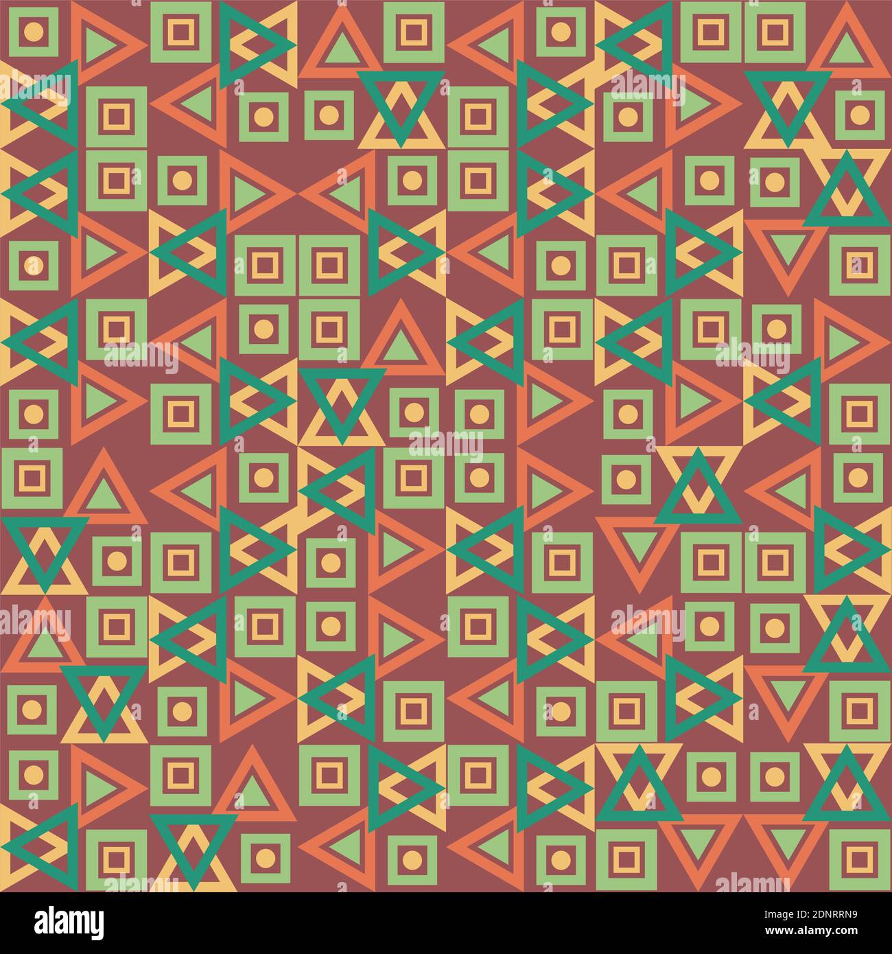 Tiled geometric pattern in assorted shapes and green and red tones ...