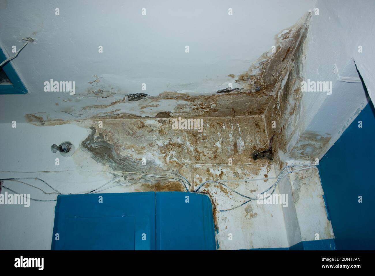 Leaking ceiling. Leaking ceiling in the entrance of an apartment