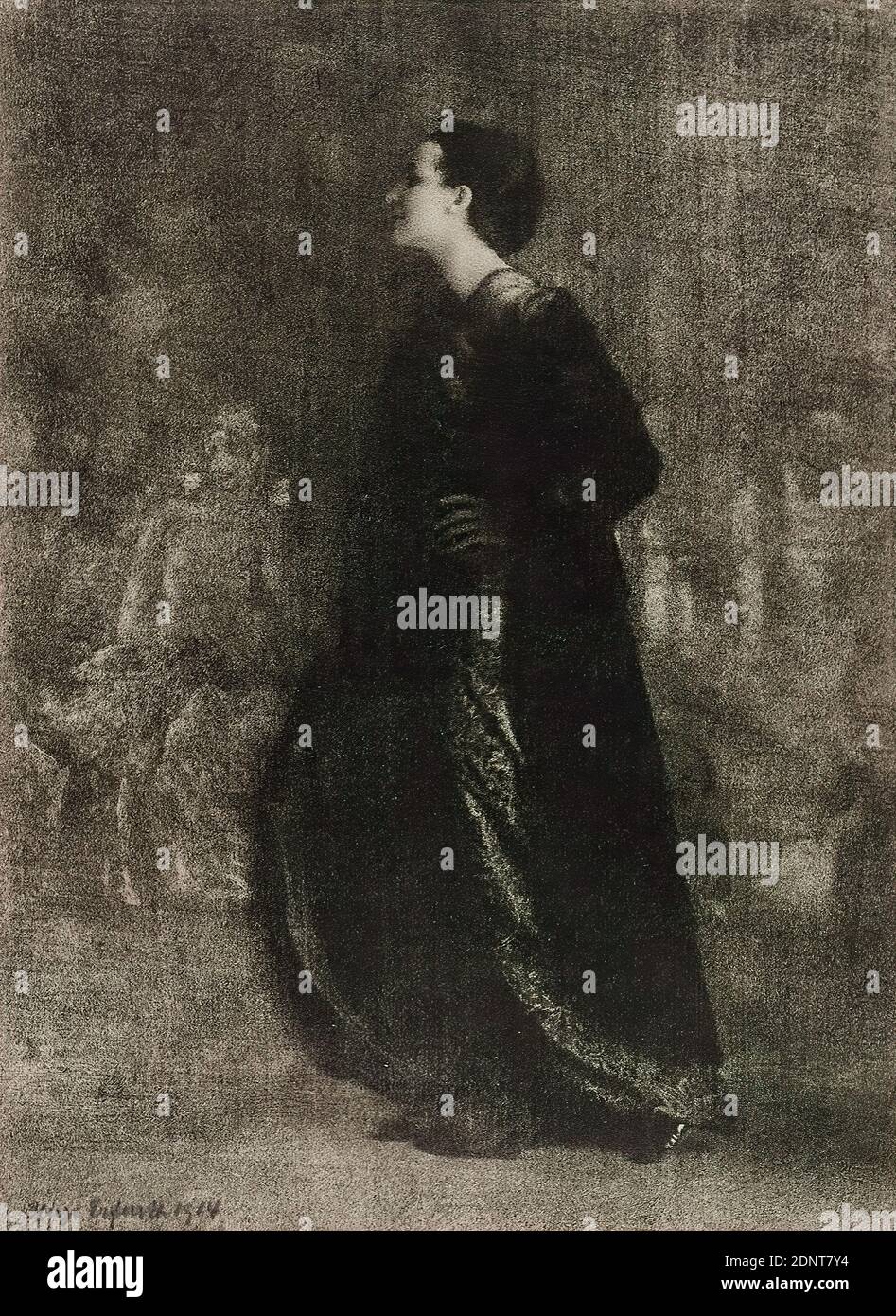 Hugo Erfurth, Maria Carmi, Staatliche Landesbildstelle Hamburg, collection on the history of photography, paper, oil print, image size: height: 21,2 cm; width: 15,5 cm, signed and dated: recto u. li.: in lead: Hugo Erfurth 1914, inscribed: verso on the cardboard: in lead: LBH, Erfurth, repro no, Stamp: verso and right on the cardboard: Landesbildstelle Hamburg, inscribed: verso and left on the passepartout: in lead: repro no, Measurements, Maria Carmi (1880-1957); with black felt-tip pen: Hugo Erfurth 1914 Stock Photo