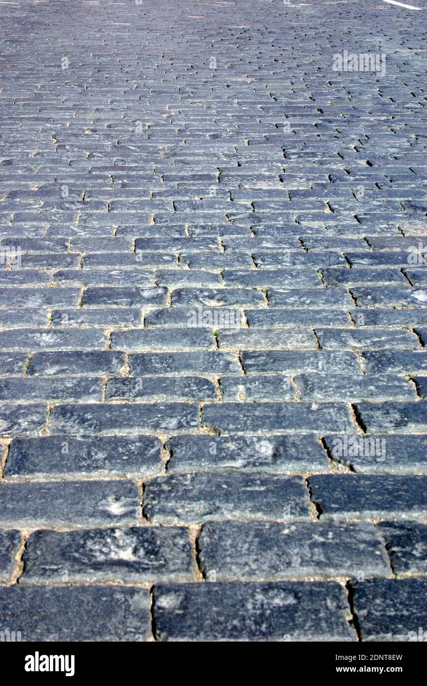 Paving stones on the Red Square of the city of Moscow. The road surface of the main square of Russia is Red Square in Moscow Stock Photo
