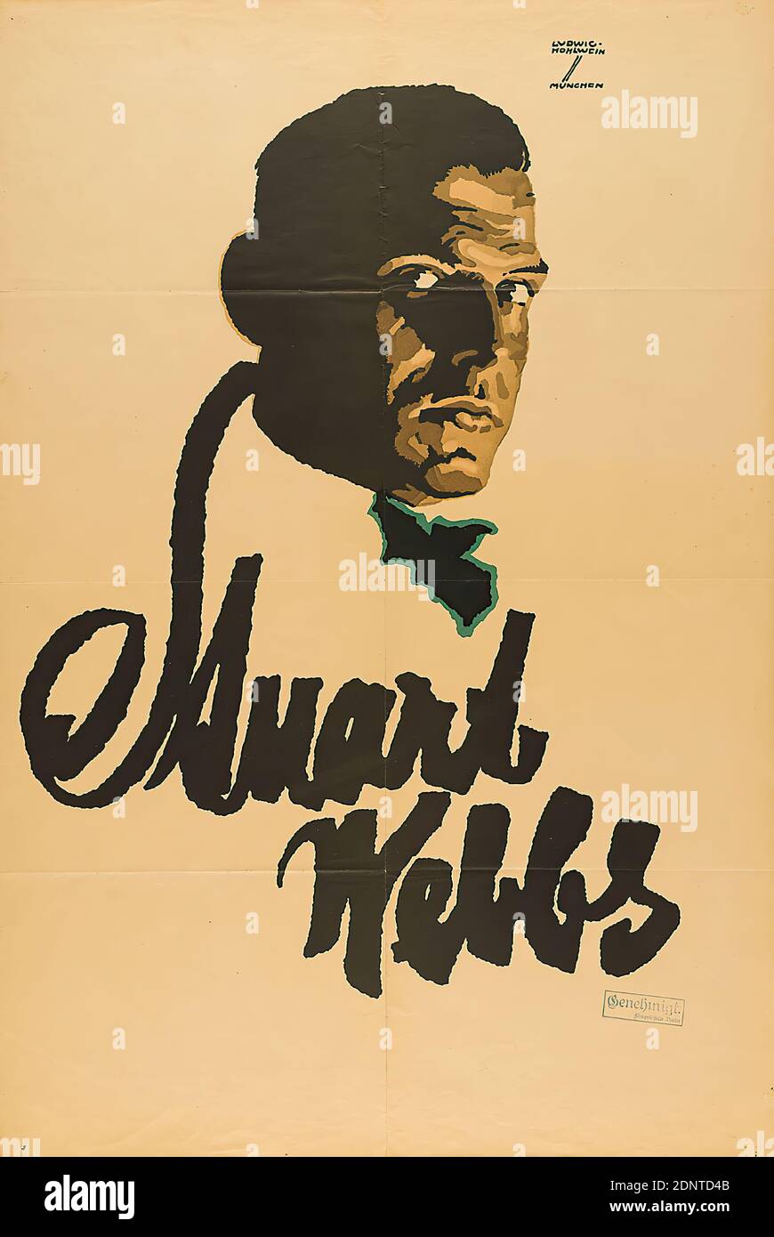 Ludwig Hohlwein, Stuart Webbs, paper, lithography, total: height: 89,5 cm; width: 60,5 cm, signed: recto o. r. in print: LUDWIG HOHLWEIN, MÜNCHEN, stamp: u. r.: Approved Filmprüfstelle Berlin, handwritten: George Bully, film posters, portrait, film actor, actress, film/film screening, cinematography, Ernst Reicher Stock Photo