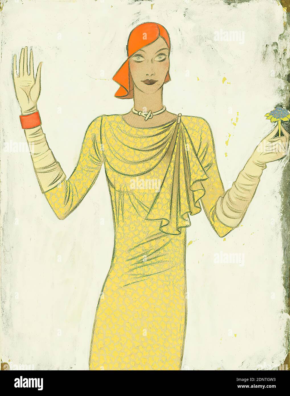 Ernst Dryden, fashion illustration for Die Dame, cardboard, covering watercolor, pencil, gouache, gouache over lead, total: height: 36 cm; width: 28 cm, newspapers, magazines, drawings, graphics, illustrations, woman Stock Photo