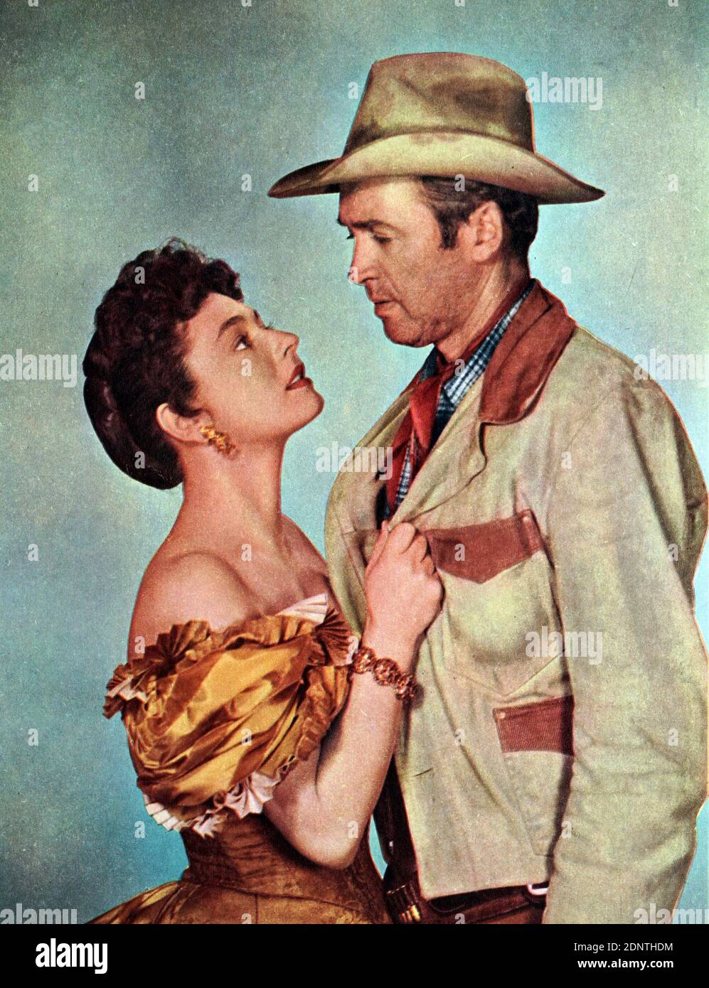Film still from 'The Far Country' starring Connie Calvet, Ruth Roman, James Stewart, and Walter Brennan. Stock Photo