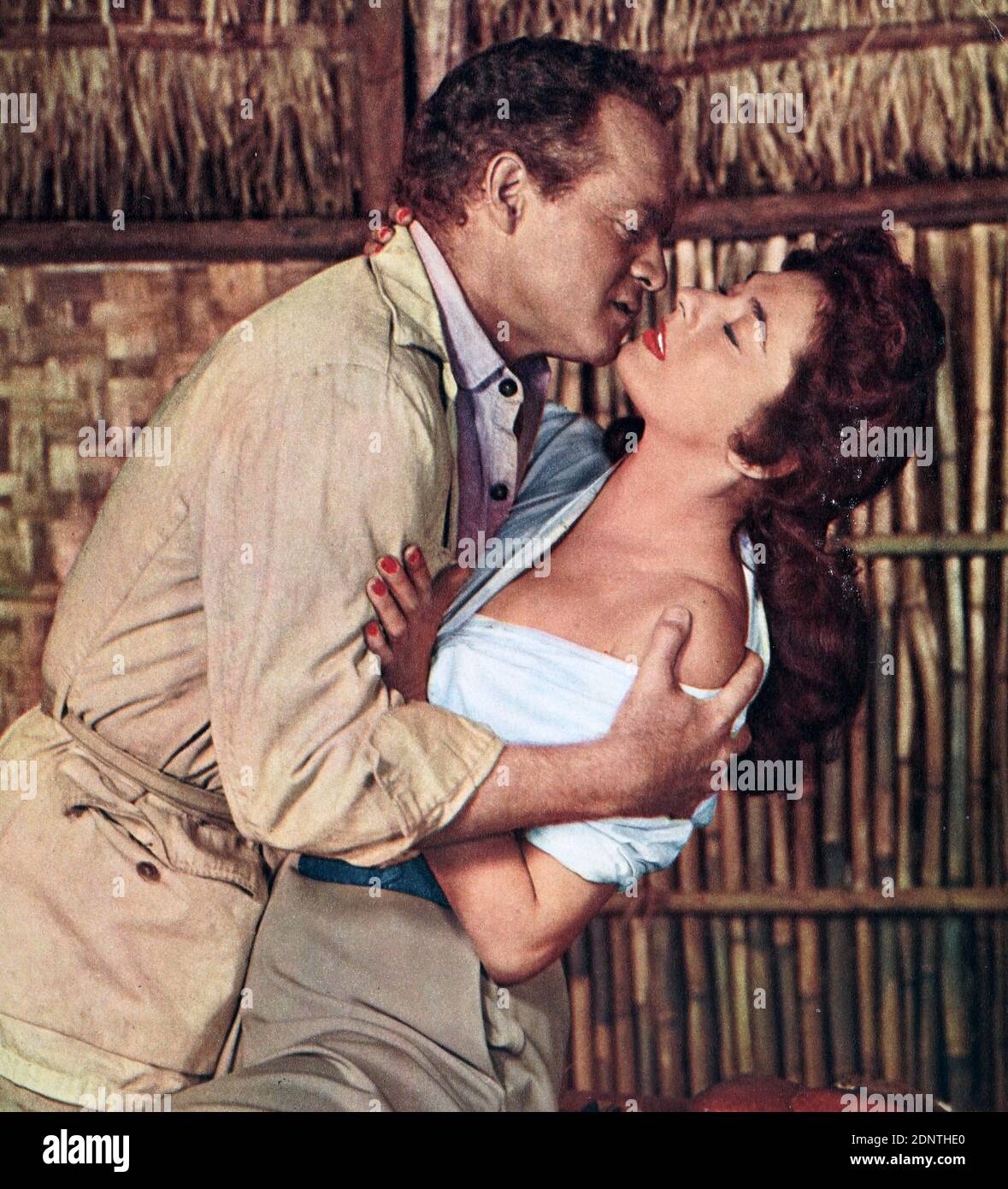Film still from 'Tanganyika' starring Ruth Roman, Van Heflin, Howard Duff, and Jeff Morrow. Stock Photo