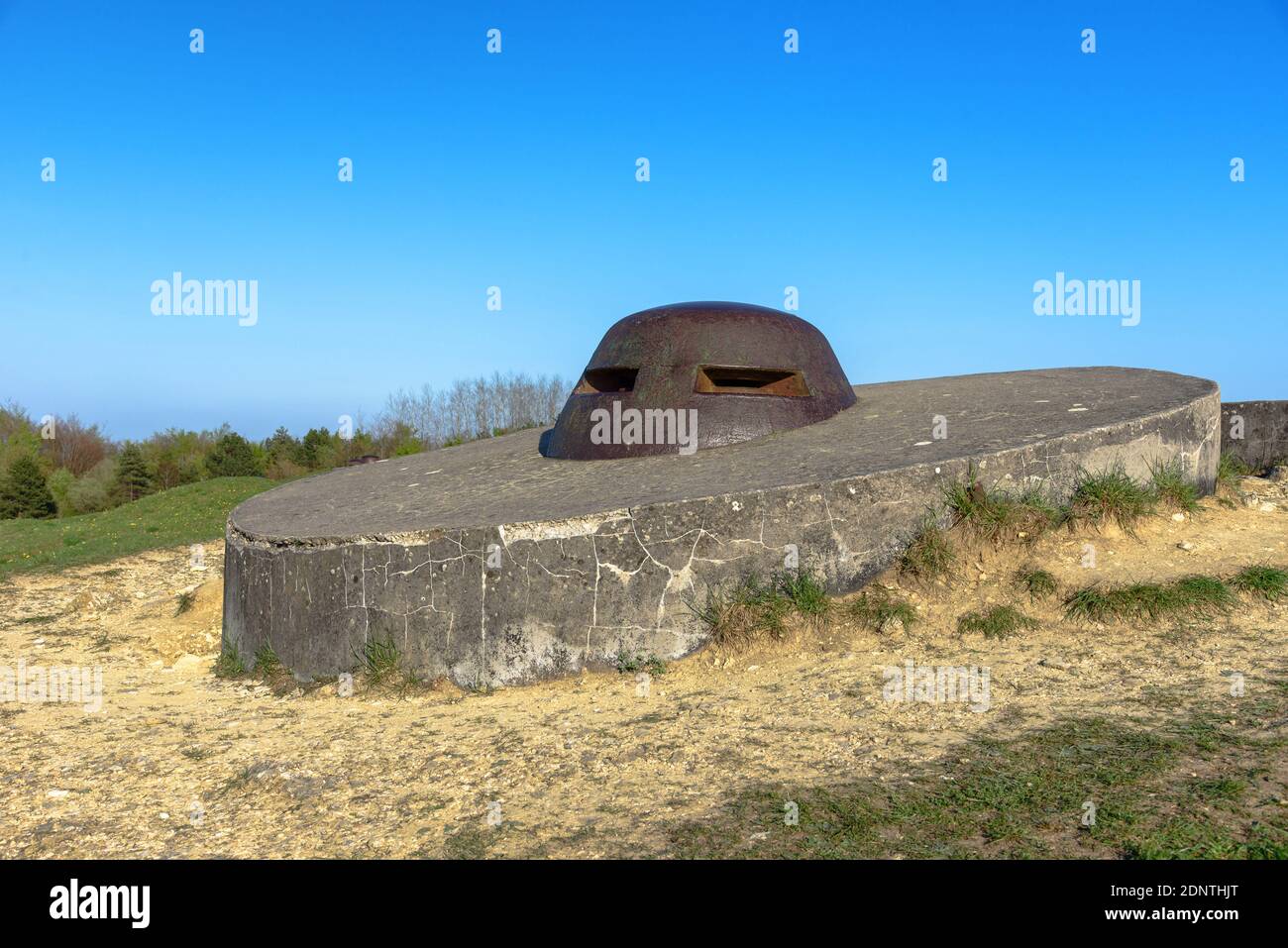 The tops of a bunker at the remains of Fort Douaumont from the Battle of Verdun, France Stock Photo