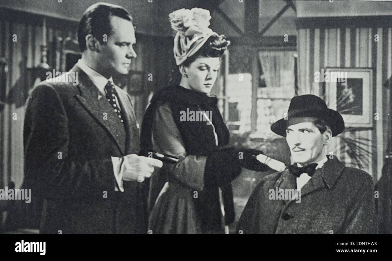 Film still from 'Sleeping Car to Trieste' starring Jean Kent, Albert Lieven, Paul Dupuis, and Finlay Currie. Stock Photo