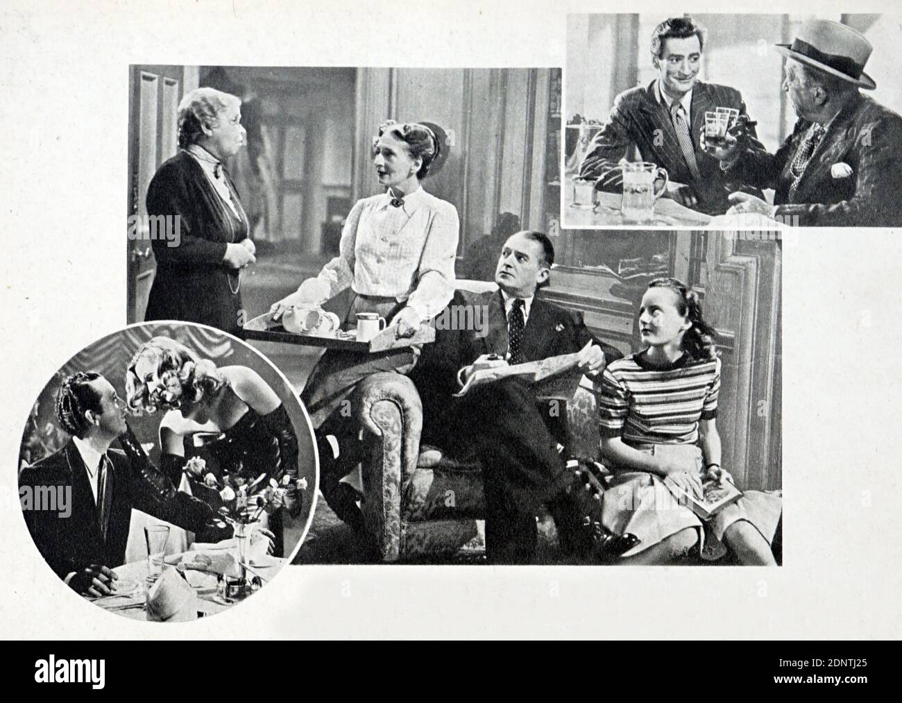 Film stills from 'Easy Money' starring David Tomlinson, Jack Warner, Dennis Price, and Petula Clark. Stock Photo