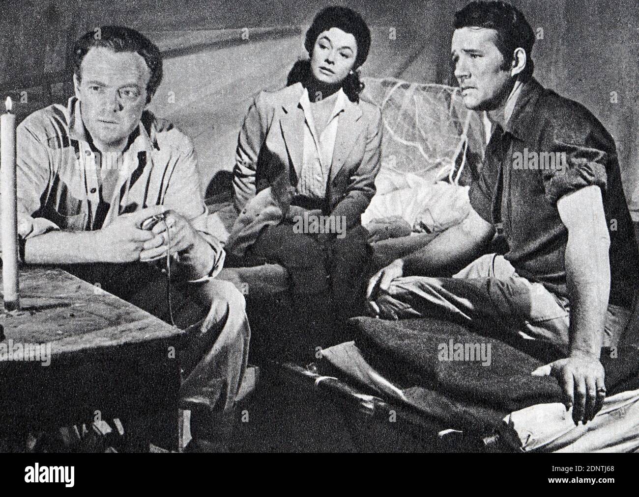 Film still from 'Tanganyika' starring Ruth Roman, Van Heflin, Howard Duff, and Jeff Morrow. Stock Photo