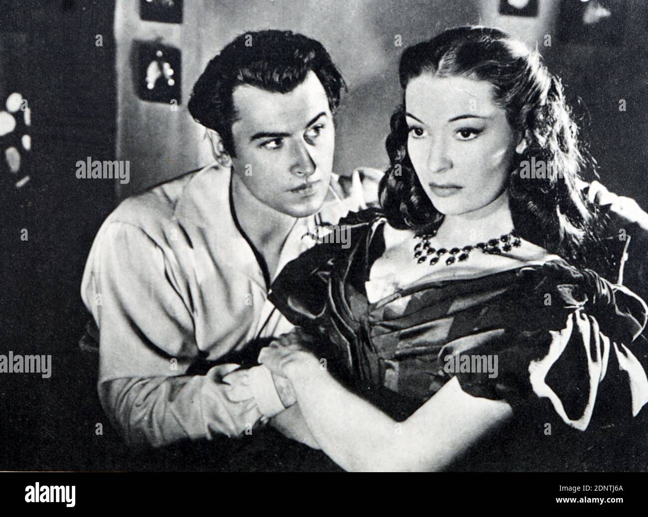 Film still from 'Blanche Fury' starring Stewart Granger, Valerie Hobson, Michael Gough, and Maurice Denham. Stock Photo