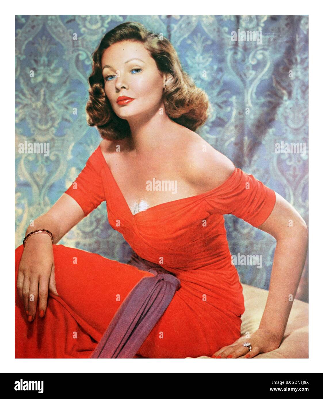 Photograph of Gene Tierney (1920-1991) an American film and stage actress. Stock Photo