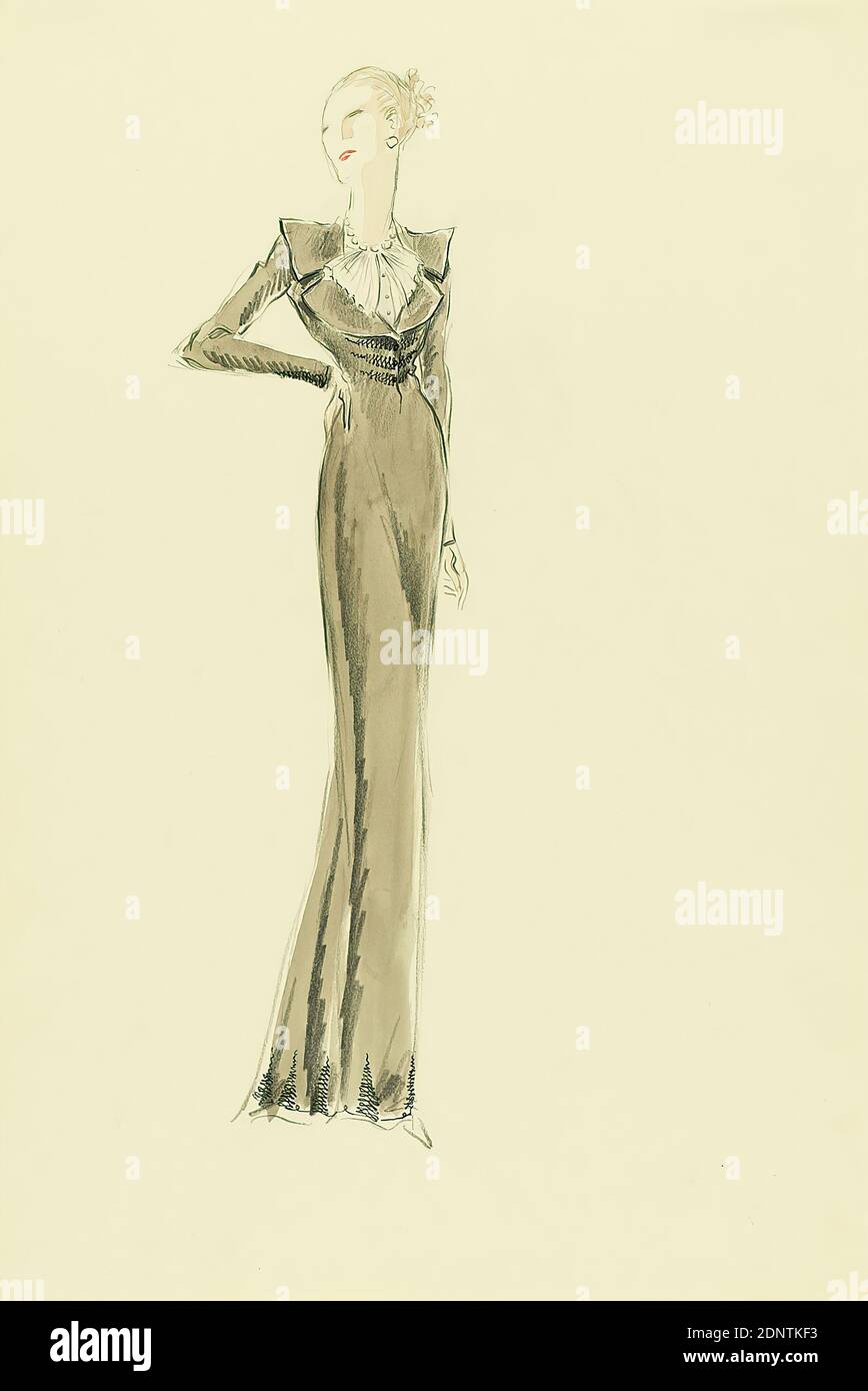 ORG EVENING GOWN DRAWING WITH SWATCHS BY HOLLYWOOD FASHION DESIGNER LEA  D'CRENZA | eBay