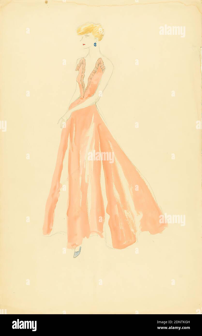 Ernst Dryden Lady In Pink Evening Dress Paper Non Covering Watercolor Pencil Watercolor Drawing Watercolor Over Lead Total Height 52 Cm Width 33 Cm Illustrations Dress Fashion Clothing Women S Fashion Stock Photo Alamy