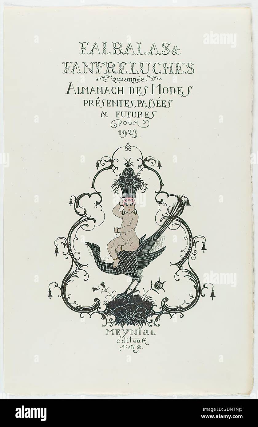 1923 three homemade calendar pages, each with watercolour illustration 1923 three homemade calendar pages, each with watercolour illustration