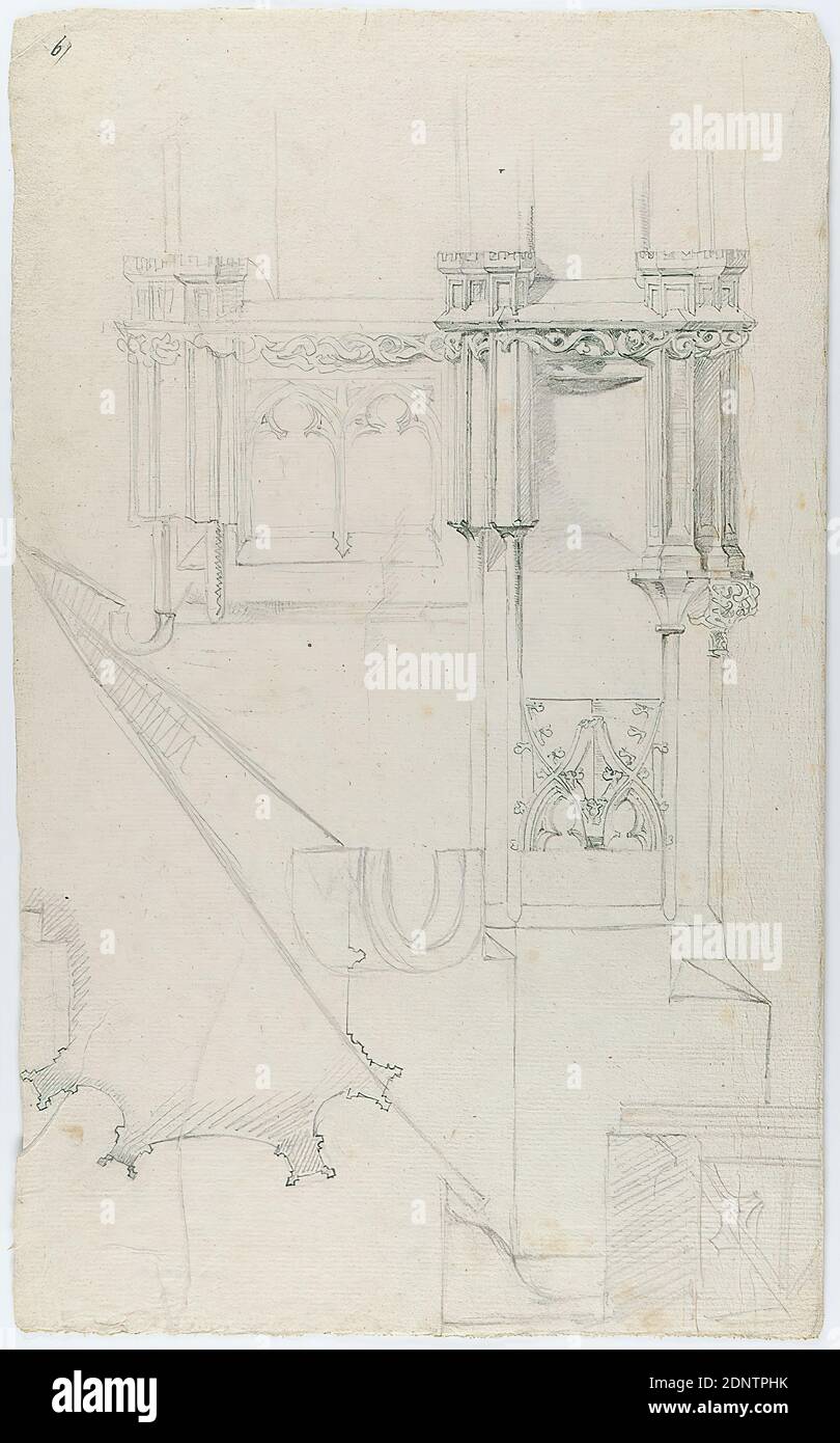 Theodor Bulau Cathedral Regensburg Buttress Detail Recto Pinnacles From Buttress Verso Northwest Tower Paper Pencil Drawing Sheet Size Height 36 5 Cm Width 22 2 Cm Unmarked Drawing Graphics Church Interior Column Pillars