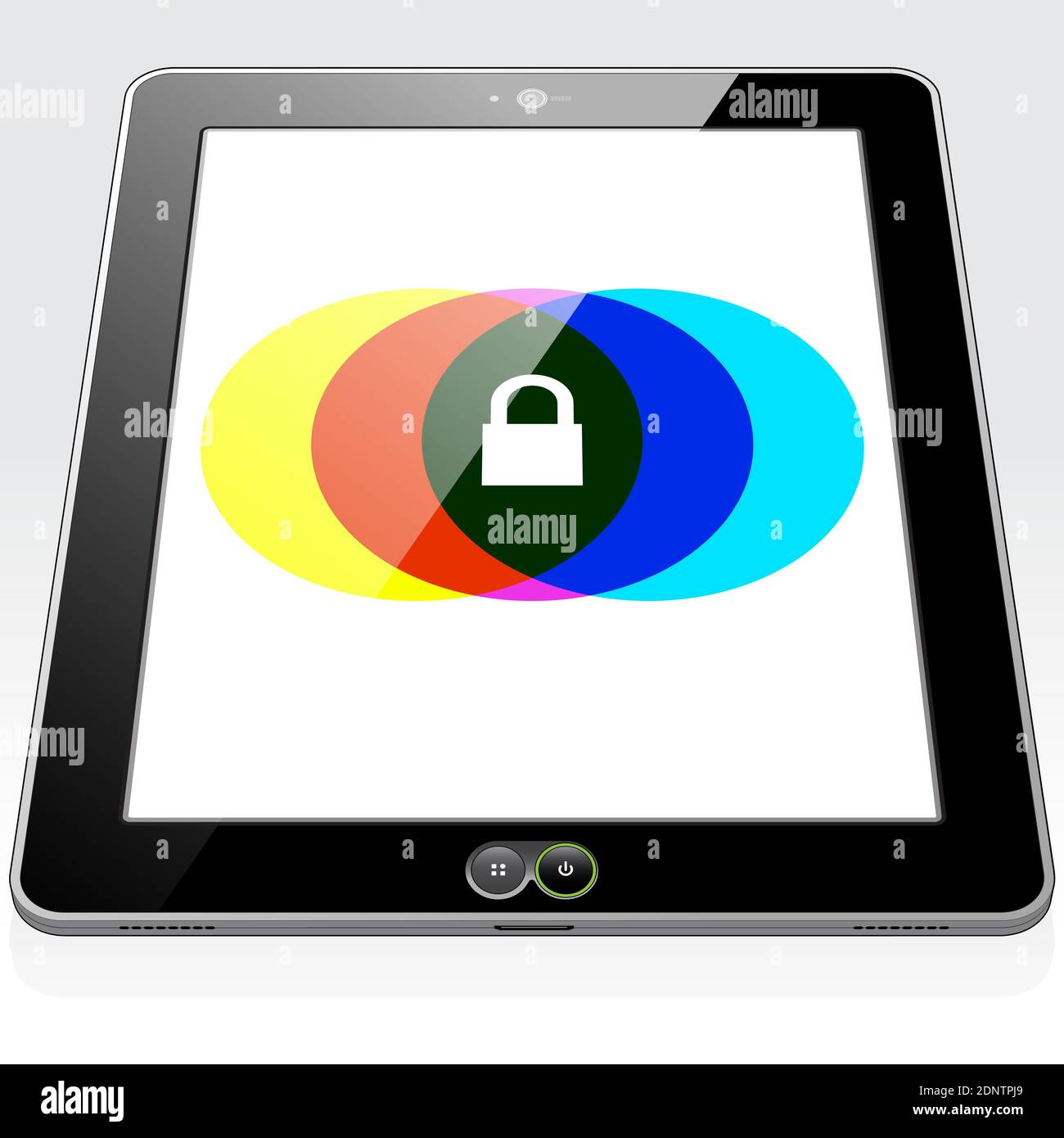 A Tablet PC presenting a lock security screen indicating the device is locked and protected. Stock Vector