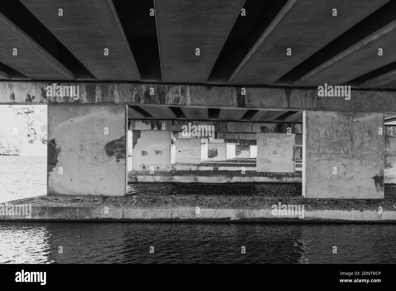 Low Angle View Under Bridge Over River Stock Photo Alamy