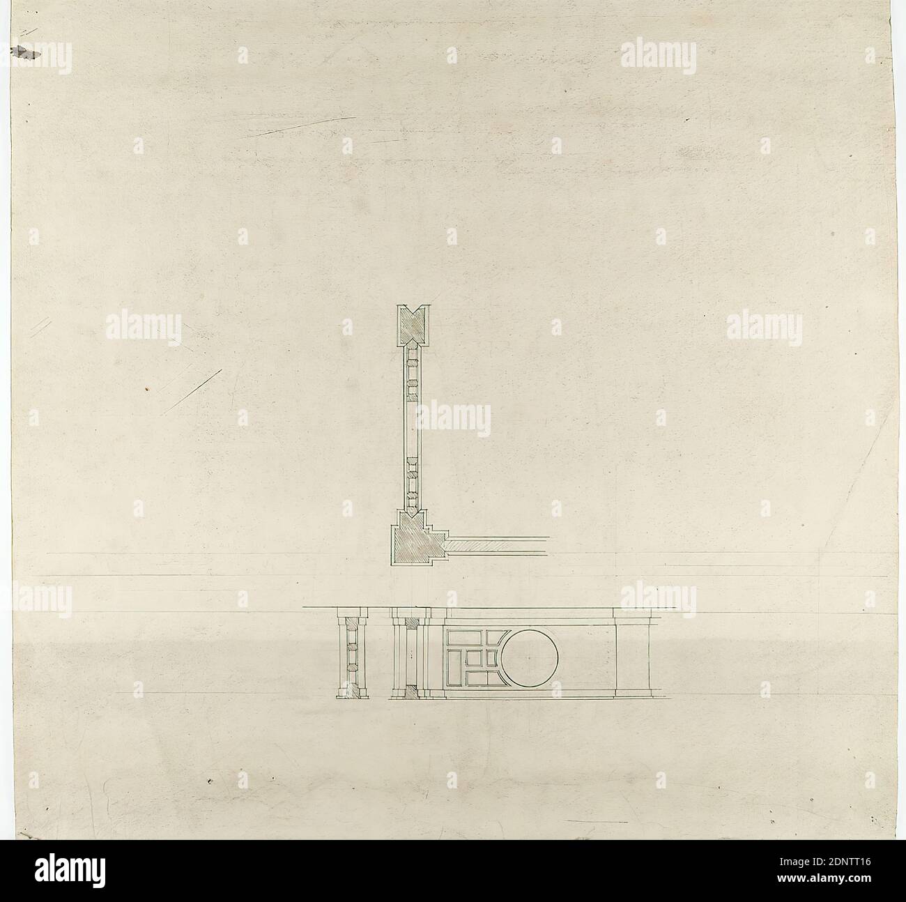 Gottfried Semper, construction drawing of the pillar table with
