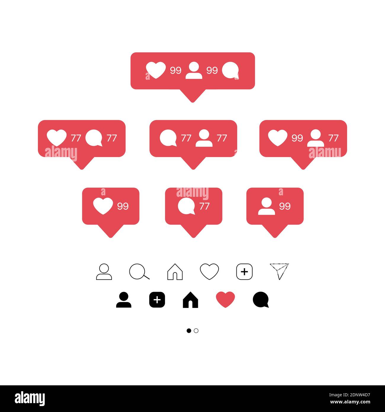 Instagram Pop Up Icon Set. Social Media Notification Vector
