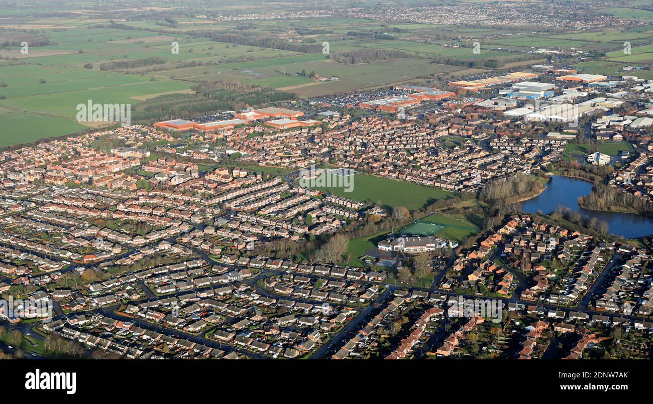 aerial view of Rawcliffe towards the Clifton Moor area of York, UK Stock Photo