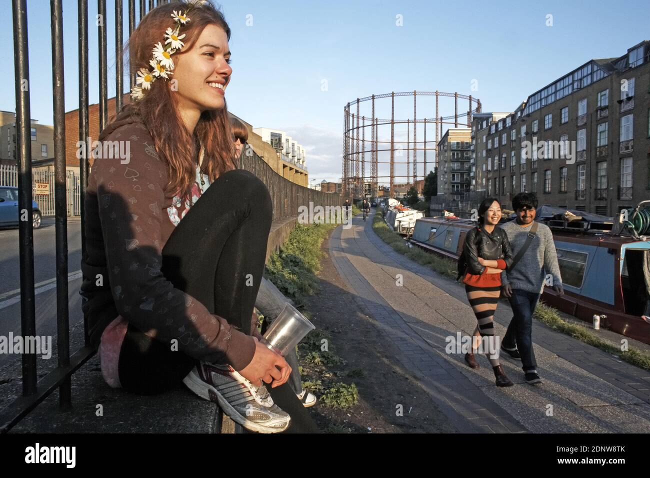 ENGLAND / London / East London /Trendy peopel and artist creating 'a new East End Amsterdam on the River Lea near Hackney Marsh in East London. Stock Photo