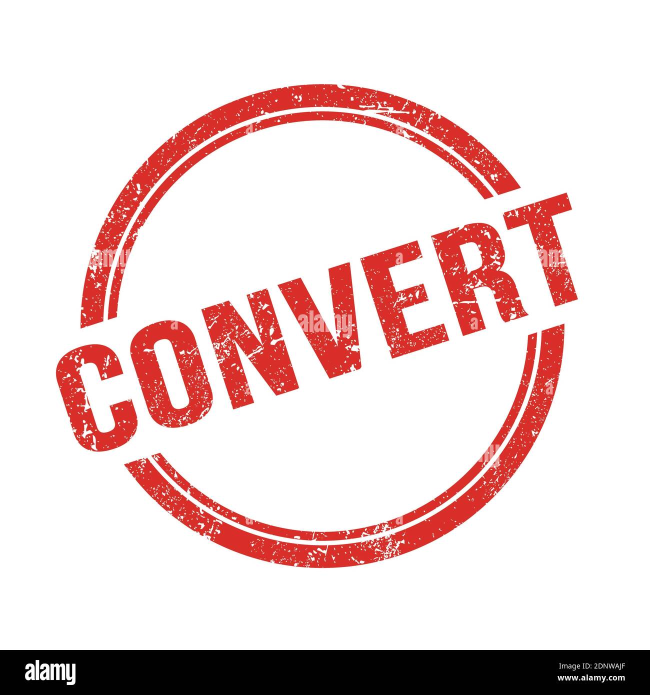 CONVERT text written on red grungy vintage round stamp Stock Photo Alamy