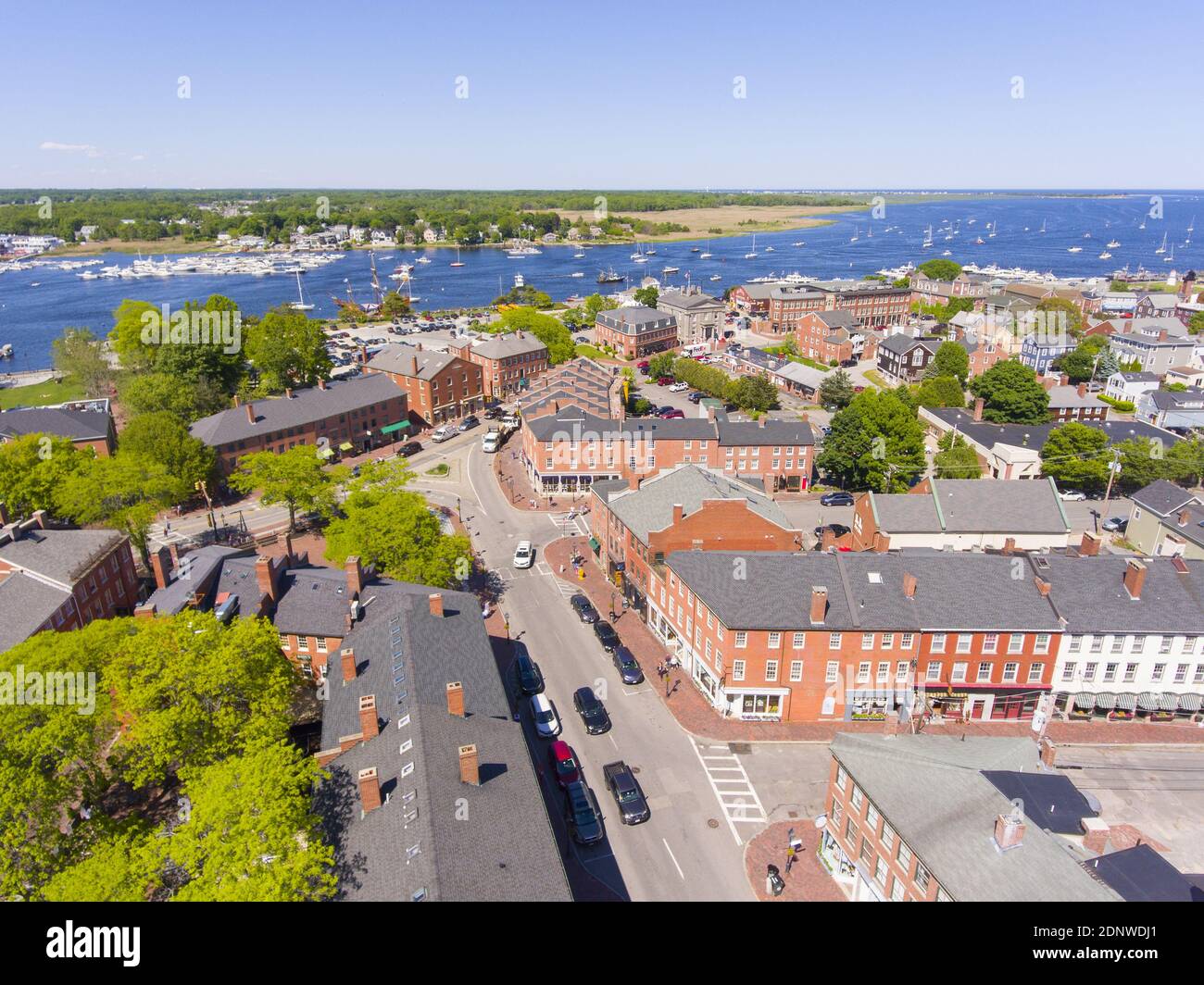 Newburyport historic downtown including State Street and Market Square