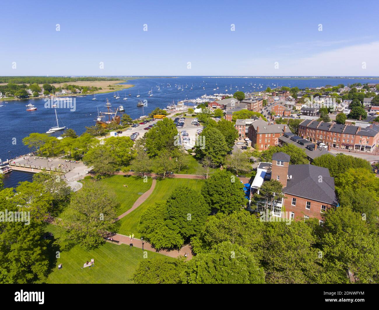 Newburyport historic downtown including Merrimack Street and Waterfront