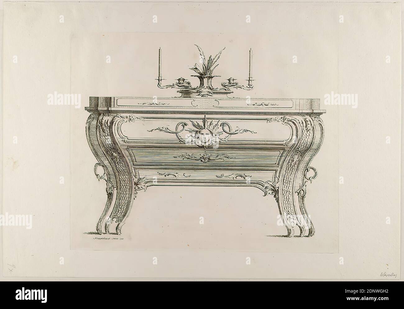 Johann Michael Hoppenhaupt, chest of drawers, sheet from a series