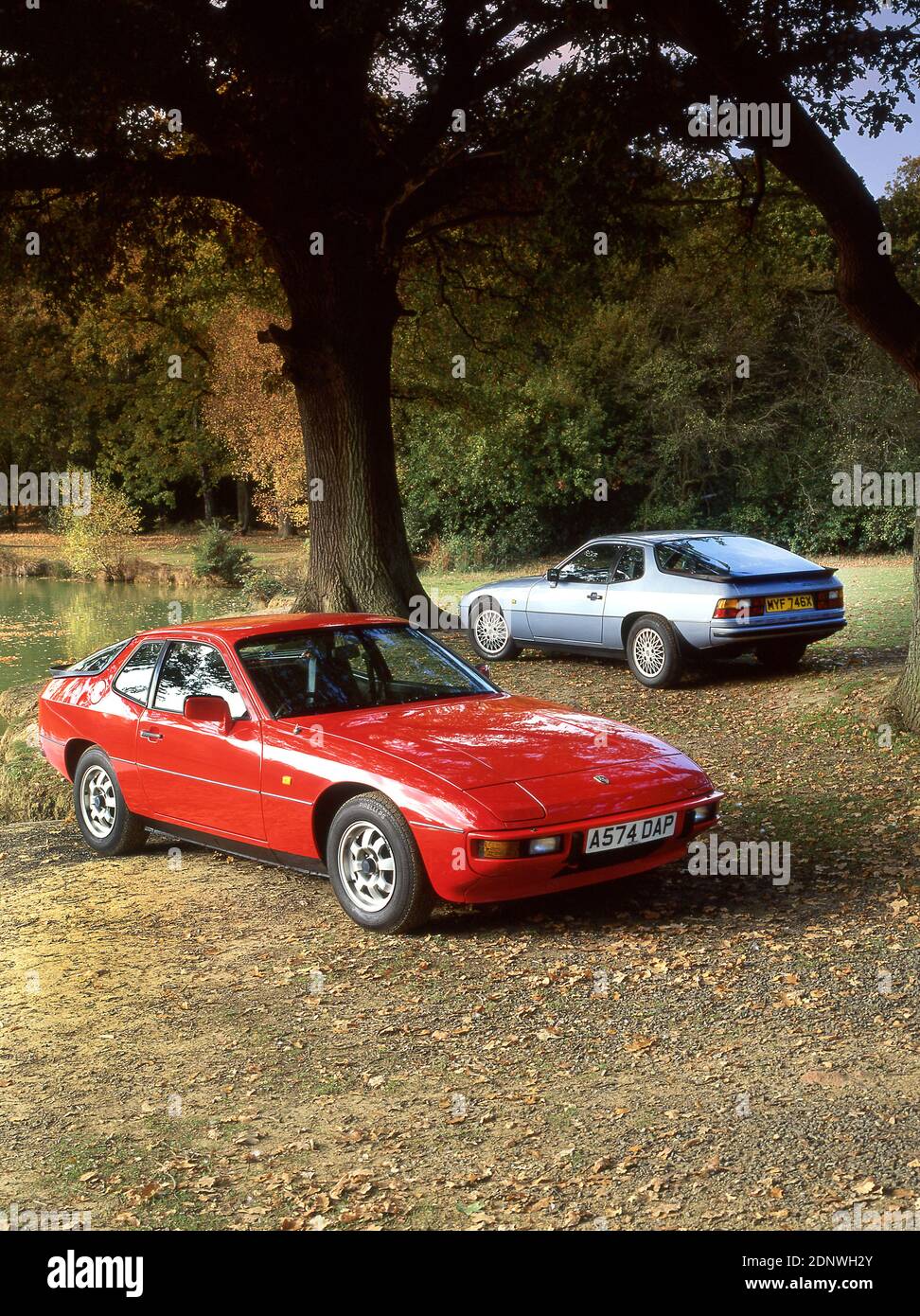 Porsche 924 (1983) and 924S (1981) classic cars. Stock Photo