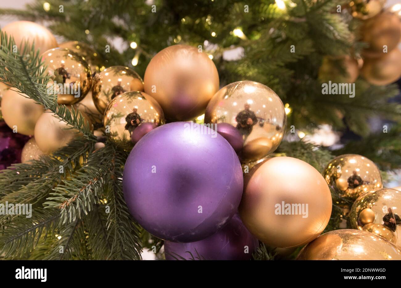 christmas tree balls as a decoration for the christmas tree Stock Photo
