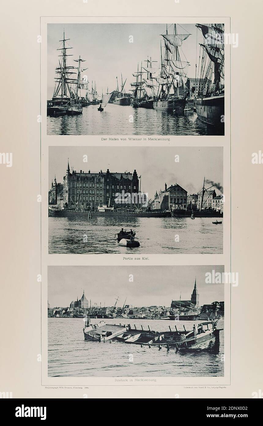 Wilhelm Dreesen, Sinsel & Co, The Port of Wismar in Mecklenburg, lot from  Kiel and Rostock in Mecklenburg from the portfolio Picturesque Pictures,  Paper, Collotype, Total: Height: 48,30 cm; Width: 32,50 cm,