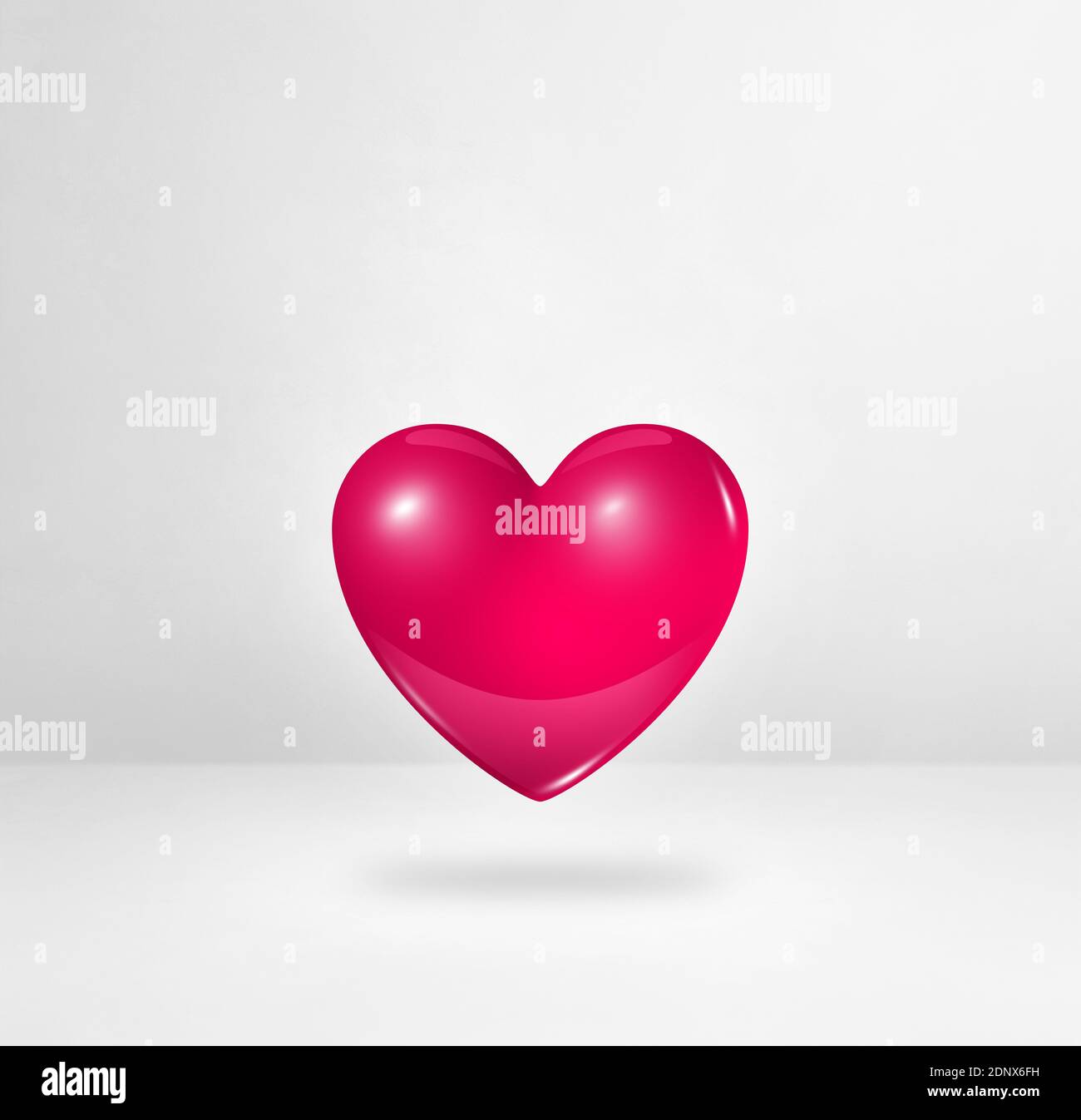 3D pink heart isolated on a white studio background. 3D illustration ...