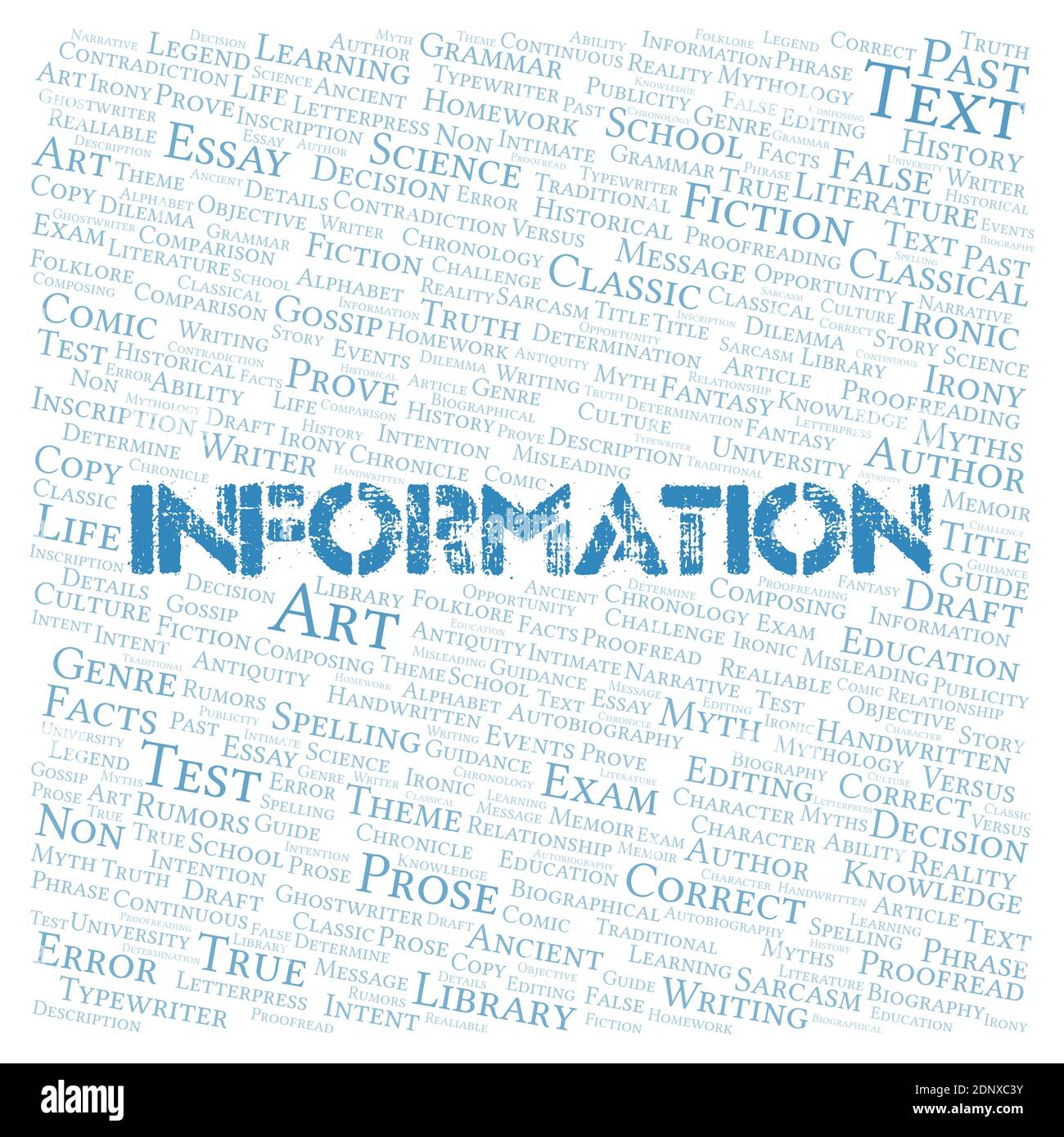 Information typography word cloud create with text only Stock Photo