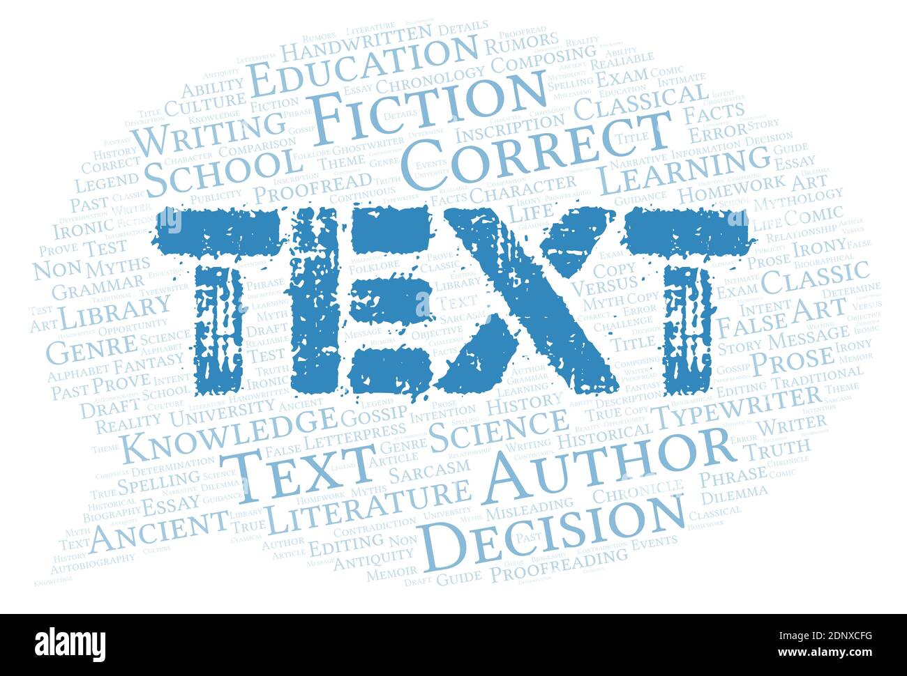 Text typography word cloud create with text only Stock Photo