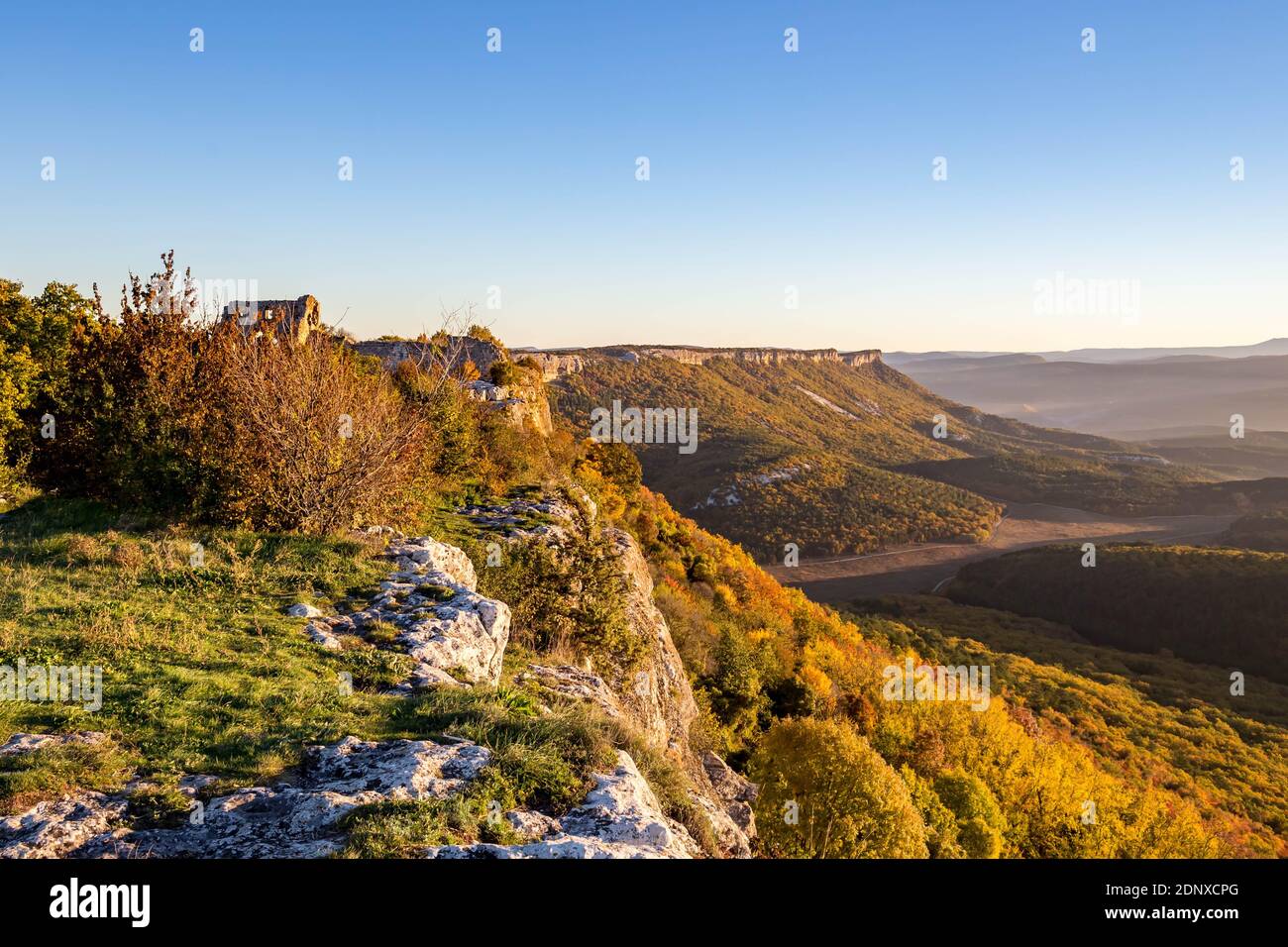 Scenic View Of Landscape Against Clear Sky Stock Photo