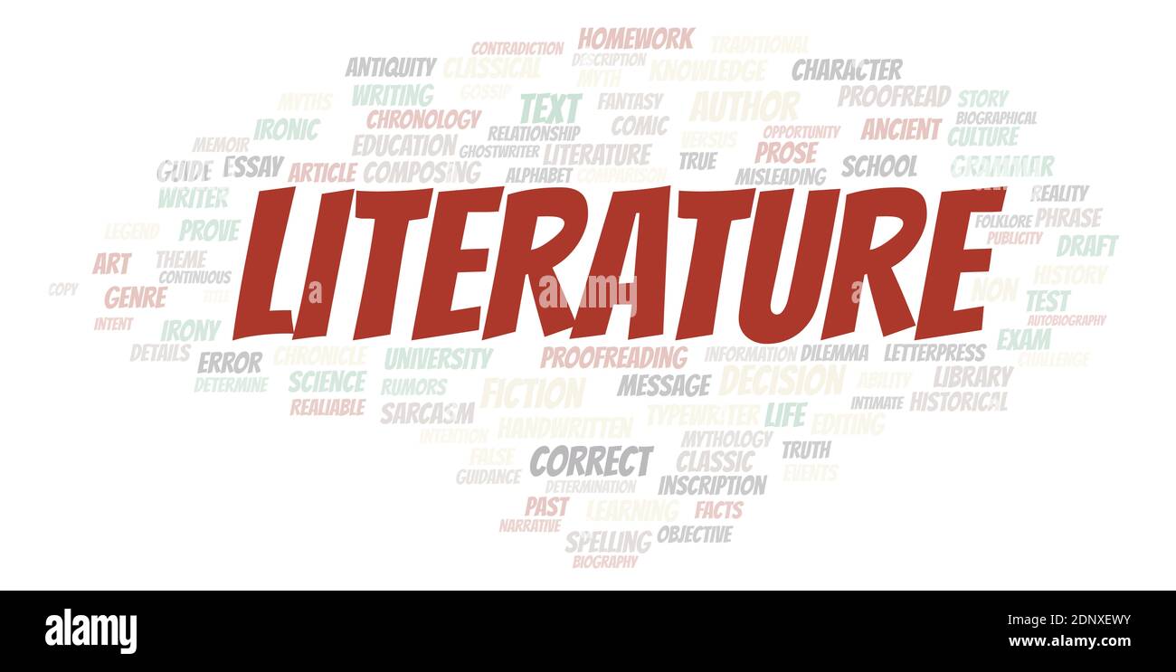 Literature typography word cloud create with text only Stock Photo