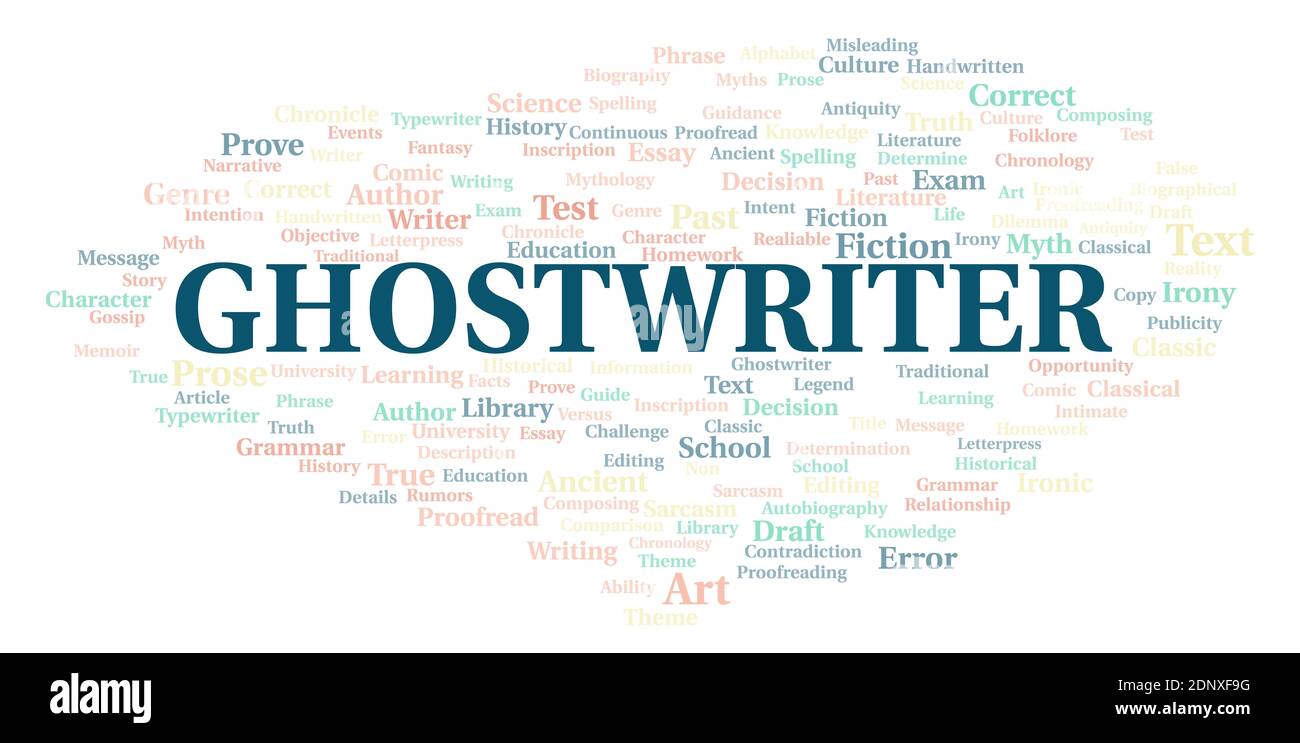 Ghostwriter typography word cloud create with text only Stock Photo