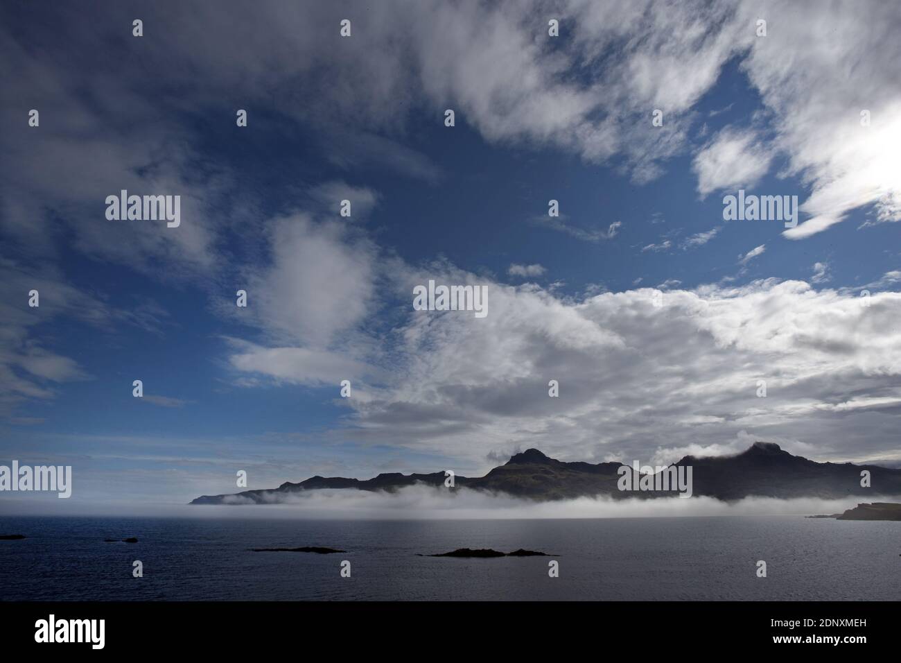 Iceland / East Iceland/Borgarfjordur/ View from Borgarfjordur to mountains and the magnificent coastline. Stock Photo