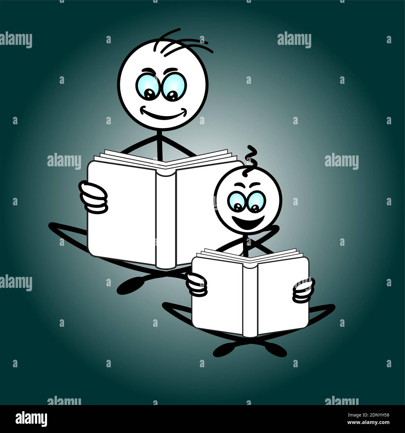 Reading books together Stock Vector